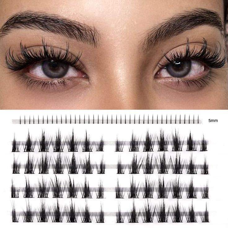 LANKIZ Manga False Eyelashes, 96pcs Cluster Lashes with Bottom Individual Eyelashes, Vegan, Cruelty-Free, C curl 0_07mm, DIY Eyelash Extension_副本